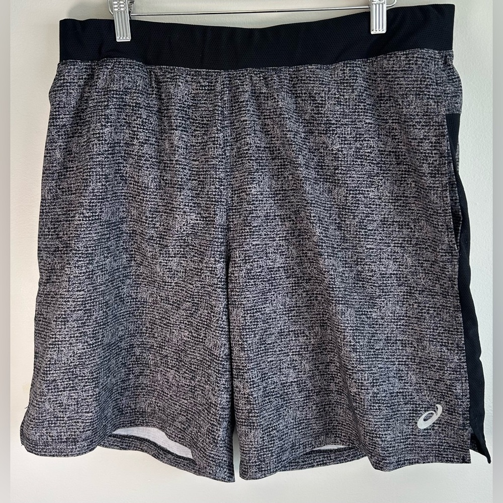 ASICS Men's Athletic Running Training Shorts Size XL Drawstring Lined Grey EUC